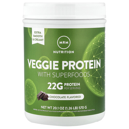 MRM Nutrition, Veggie Protein with Superfoods, vegetarisches Protein mit Superfoods, Schokolade, 570 g (1,26 lb.)