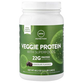MRM Nutrition, Proteína vegetal con superalimentos, Chocolate, 1140 g (2,5 lb)