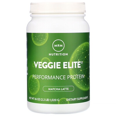 MRM Veggie Elite Performance Protein, Matcha Latte, 2.2 lb (1,020 g)