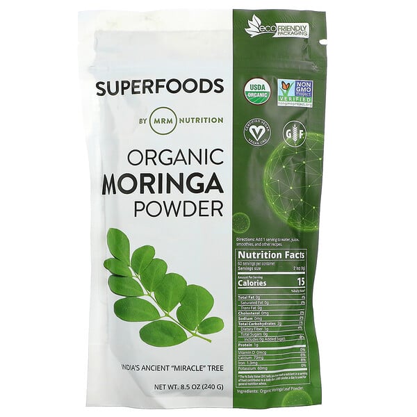 MRM, Organic Moringa Powder, Bio-Moringa-Pulver, 240 g (8,5 oz.)