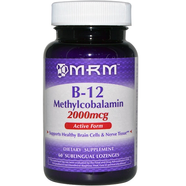 MRM, B-12, метилкобаламин, 2 000 мкг, 60 веганских леденцов