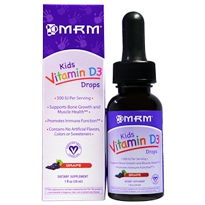 Отзывы о МРМ, Kids Vitamin D3 Drops, Grape, 1 fl oz (30 ml)