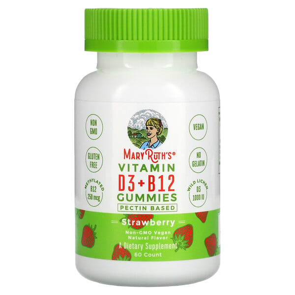 Жевательные мармеладки с витаминами D3 и B12, на основе пектина, клубника, 60 жевательных таблеток