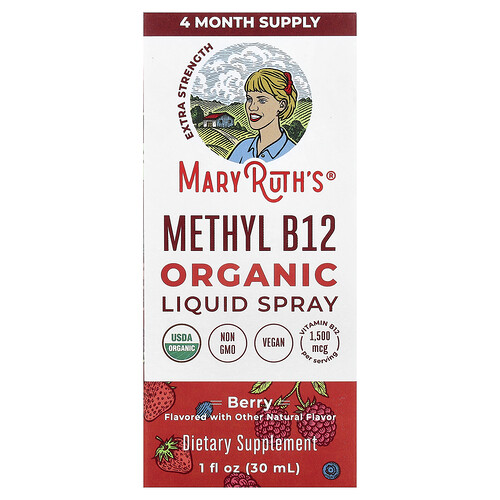 MaryRuth's, Metilcobalamina (vitamina B12) orgánica líquida en spray, Bayas, 1 mcg, 30 ml (1 oz. líq.)