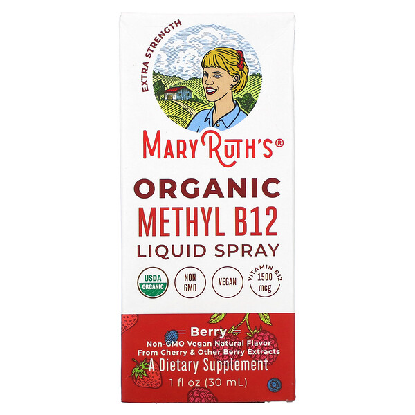 MaryRuth Organics, Organic Methly B12 Liquid Spray, Extra Strength, Berry, 1 fl oz (30 ml)