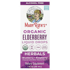 Рідкі краплі з органічної бузини, Herbals, лохина й малина, 30 мл (1 рідк. унція)