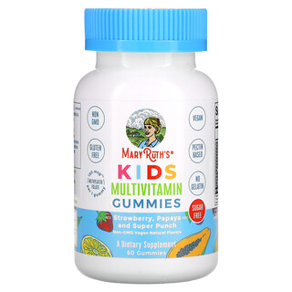 MaryRuth Organics, Детские мультивитаминные жевательные мармеладки, клубника, папайя и супер-пунш, 60 жевательных таблеток