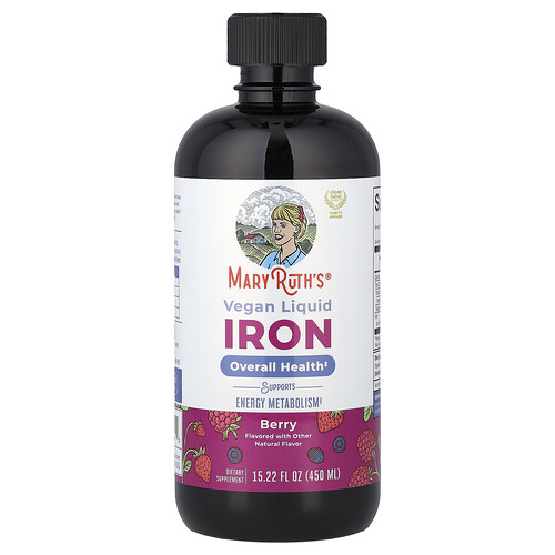 Maryruth's Vegan Liquid Iron, For Ages 4+, Berry, 15.22 fl oz (450 ml)