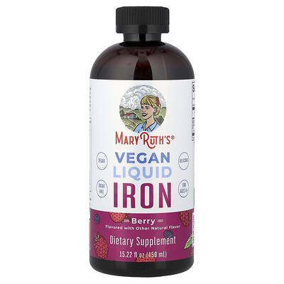 Product Image for MaryRuth's, Vegan Liquid Iron, For Ages 4+, Berry, 15.22 fl oz (450 ml)