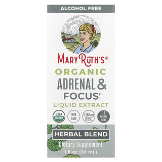 MaryRuth's, Ekstrak Cair Organik, Adrenal & Fokus, Bebas Alkohol, 30 ml (1 fl oz)