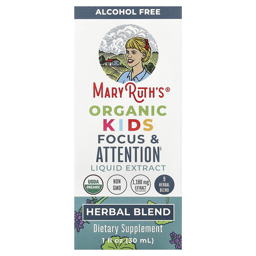 MaryRuth's, Organic Kids Focus & Attention Liquid Extract, Bio-Flüssigkeitsextrakt für Kinder, alkoholfrei, 30 ml (1 fl. oz.)