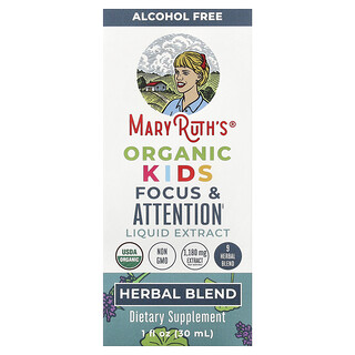 MaryRuth's, Organic Kids Focus & Attention Liquid Extract, Alcohol Free, 1 fl oz (30 ml)