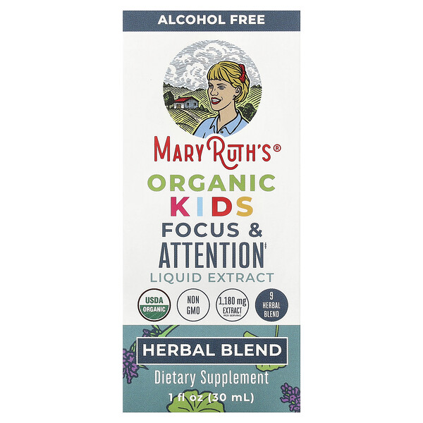 MaryRuth's Organic Kids Focus & Attention Liquid Extract, Alcohol Free, 1 fl oz (30 ml)
