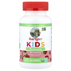 Organic Kids, пробіотики, жувальні таблетки, полуниця, 60 шт