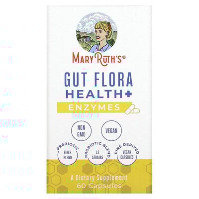 

MaryRuth Organics, Gut Flora Health + Enzymes, 60 Capsules