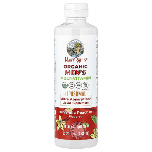Maryruth's Organic Men's Multivitamin Liposomal, Vanilla Peach, 15.22 fl oz (450 ml)