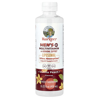 MaryRuth's, Men's 40+ Multivitamin Liposomal with Hormonal Support, Vanilla Peach, 15.22 fl oz (450 ml)