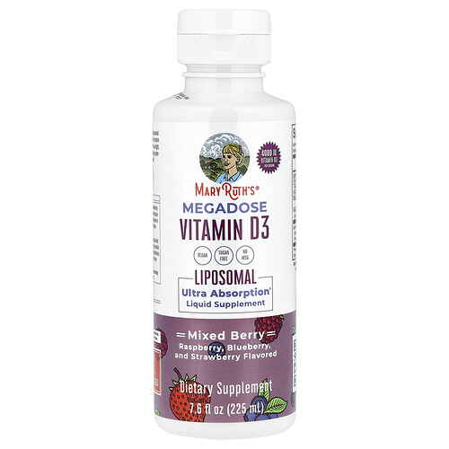 Maryruth's Megadose Vitamin D3, Liposomal, Mixed Berry, 7.6 fl oz (225 ml)