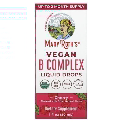 Product Image for MaryRuth's, Vegan B Complex Liquid Drops, Cherry, 1 fl oz (30 ml)