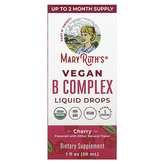 MaryRuth's, Gotas Líquidas de Complexo B Vegano, Cereja, 30 ml (1 fl oz)