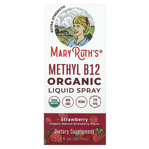 Maryruth's Organic Methyl B12 Liquid Spray, Strawberry, 720 mcg, 1 fl oz (30 ml)