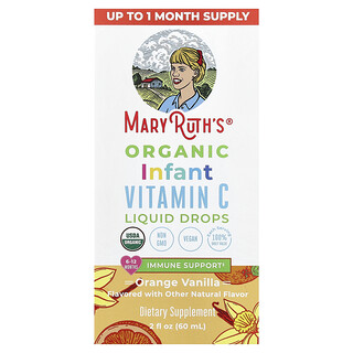 MaryRuth's, Gouttes de vitamine C biologique pour nourrissons, 6 à 12 mois, Orange et vanille, 60 ml