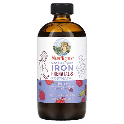 Product Image for MaryRuth's, Vegan Liquid Iron Prenatal & Postnatal, Berry, 15.22 fl oz (450 ml)