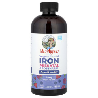 MaryRuth's, Veganistisch vloeibaar ijzer voor prenatale en postnatale consumptie, bessen, 450 ml