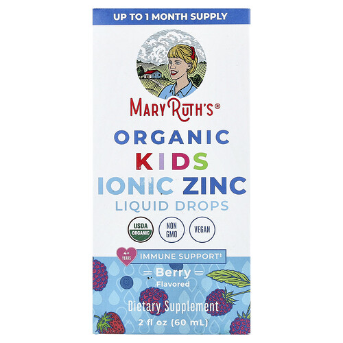 MaryRuth's, Gotas de zinc iónico orgánico líquido para niños, De 4 a 13 años, Bayas, 60 ml (2 oz. líq.)