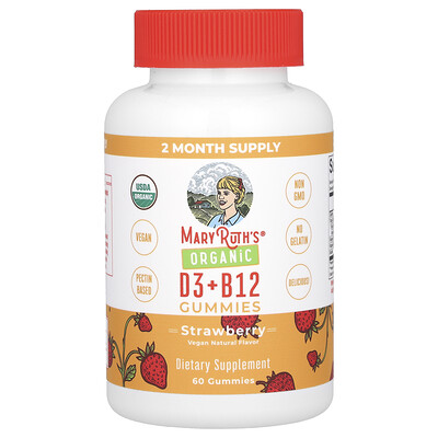 Photos - Vitamins & Minerals MaryRuth's MaryRuth's, Organic D3 + B12 Gummies, Strawberry, 60 Gummies MRO-62024