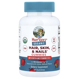 MaryRuth's, Gommes biologiques pour cheveux, peau et ongles, Arôme fraise, 60 gommes