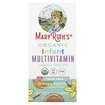 Product Image for MaryRuth's, Organic Infant Multivitamin Liquid Drops, Iron Free, 6-12 Months, Orange Vanilla, 2 fl oz (60 ml)