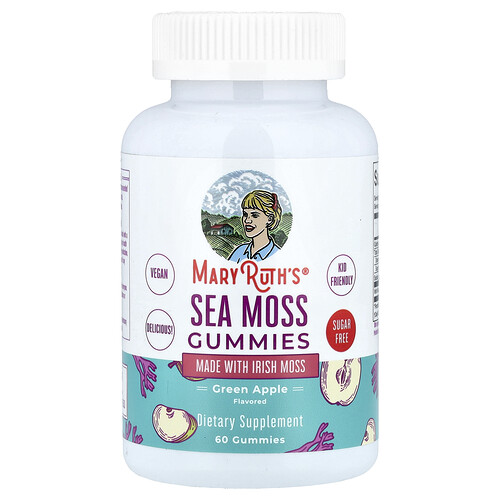 Maryruth's Sea Moss Gummies, Green Apple, 60 Gummies (25 mg per Gummy)