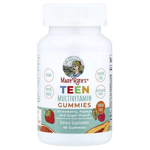 MaryRuth's, Gomitas multivitamínicas para adolescentes, Sin azúcar, Fresa, papaya y superponche, 60 gomitas