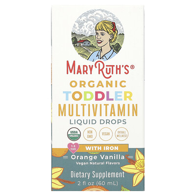 Product Image for MaryRuth's, Organic Toddler Multivitamin Liquid Drops With Iron, 1-3 Years, Orange Vanilla, 2 fl oz (60 ml)