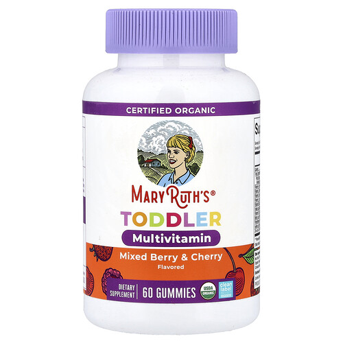 MaryRuth's, Organic Toddler Multivitamin Gummies, Bio-Multivitamin-Fruchtgummis für Kleinkinder, gemischte Beeren und Kirsche, 100 mcg DFE, 60 Fruchtgummis