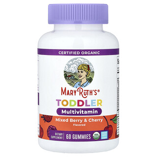 MaryRuth's, Organic Toddler Multivitamin Gummies, Mixed Berry & Cherry, 60 Gummies