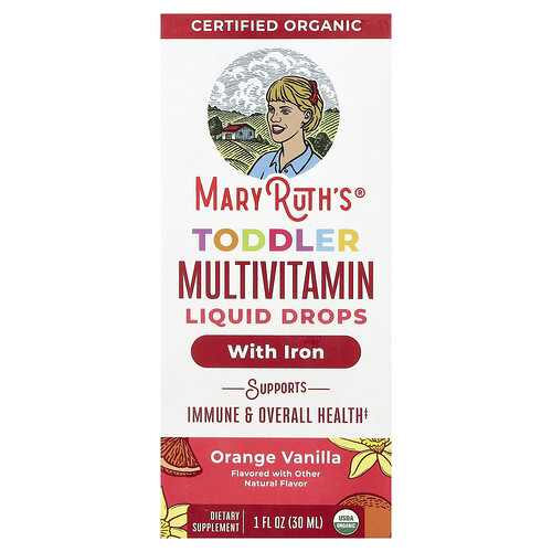 MaryRuth's, Cocomelon, Toddler Multivitamin, flüssige Tropfen mit Eisen, 1–3 Jahre, Orange-Vanille, 30 ml (1 fl. oz.)