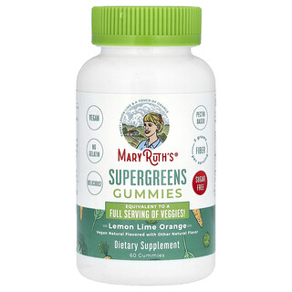 MaryRuth's, Supergreens Gummies, Sugar Free, Lemon Lime Orange, 60 Gummies