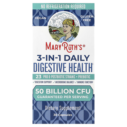 MaryRuth's, Salud digestiva diaria 3 en 1, 50.000 millones de UFC, 30 cápsulas