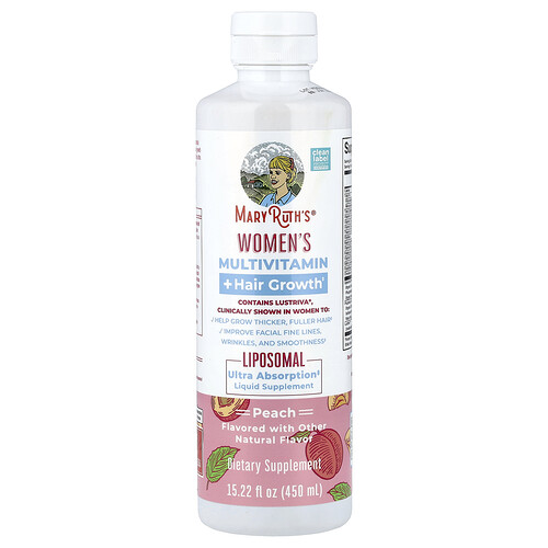 MaryRuth's, Women's Multivitamin + Hair Growth, Multivitamin + Haarwachstum für Frauen, Pfirsich, 450 ml (15,22 fl. oz.)