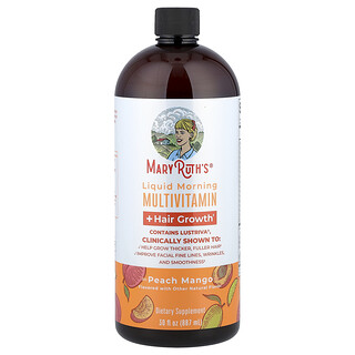 MaryRuth's, Multivitamine lichide de dimineață + creșterea părului, piersici și mango, 30 fl oz (887 ml)