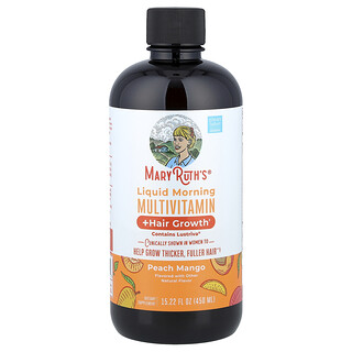 MaryRuth's, Liquid Morning Multivitamin + Hair Growth, Peach Mango, 15.22 fl oz (450 ml)
