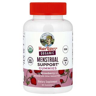 MaryRuth's, Gomas Orgânicas de Auxílio Menstrual, Morango, 60 Gomas