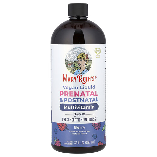 MaryRuth's, Suplemento multivitamínico prenatal y posnatal líquido vegano, Baya, 887 ml (30 oz. líq.)