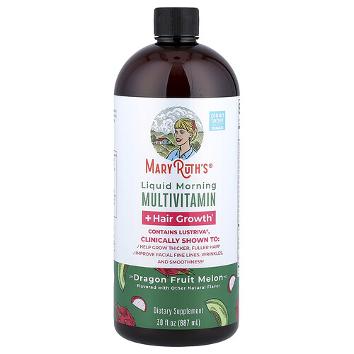 Maryruth's Liquid Morning Multivitamin + Hair Growth, Dragon Fruit Melon, 30 fl oz (887 ml)