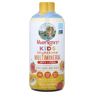 MaryRuth's, Niños, Suplemento multivitamínico nocturno con luteína, Melocotones y crema, 450 ml (15,22 oz. líq.)