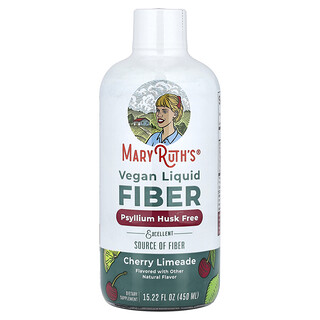 MaryRuth's, Fibra Líquida Vegana, Idades 1+, Limonada de Cereja, 450 ml (15,22 fl oz)