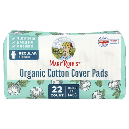 MaryRuth's, Abdeckungspads aus Bio-Baumwolle mit Flügeln, normal, 22 Pads