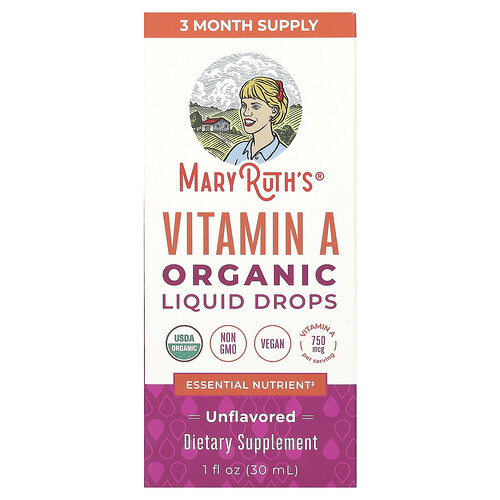 Maryruth's Organic Vitamin A Liquid Drops, Unflavored, 1 fl oz (30 ml)